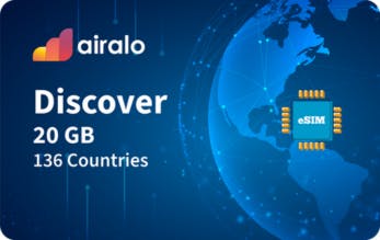 airalo Discover Global 20GB eSIM Gift Card offer background image